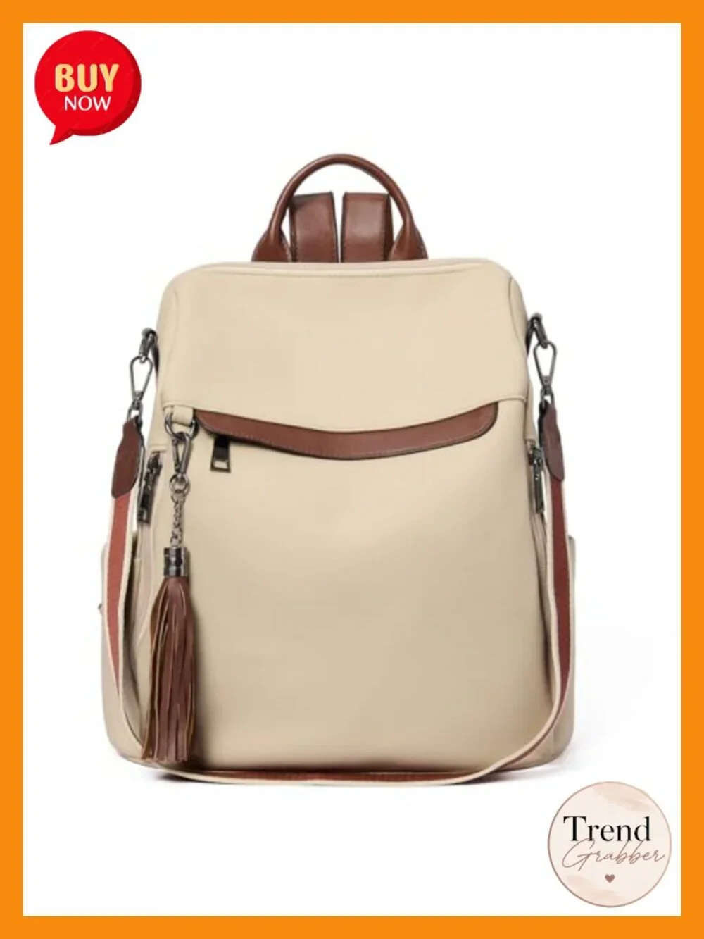 Women's PU Leather Anti-Theft Backpack Purse with Tassel Travel Bag